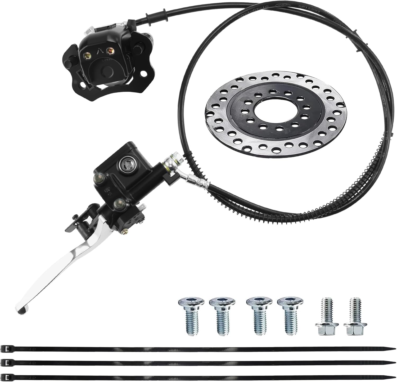 PRO BAT ATV Hydraulic Disc Brake Kit with 158mm Disk Brake Rotor for 50cc 70cc 90cc 110cc 125cc Quad Kids ATV Buggy TaoTao Buyang Coolsport Sunl Baja (Black)