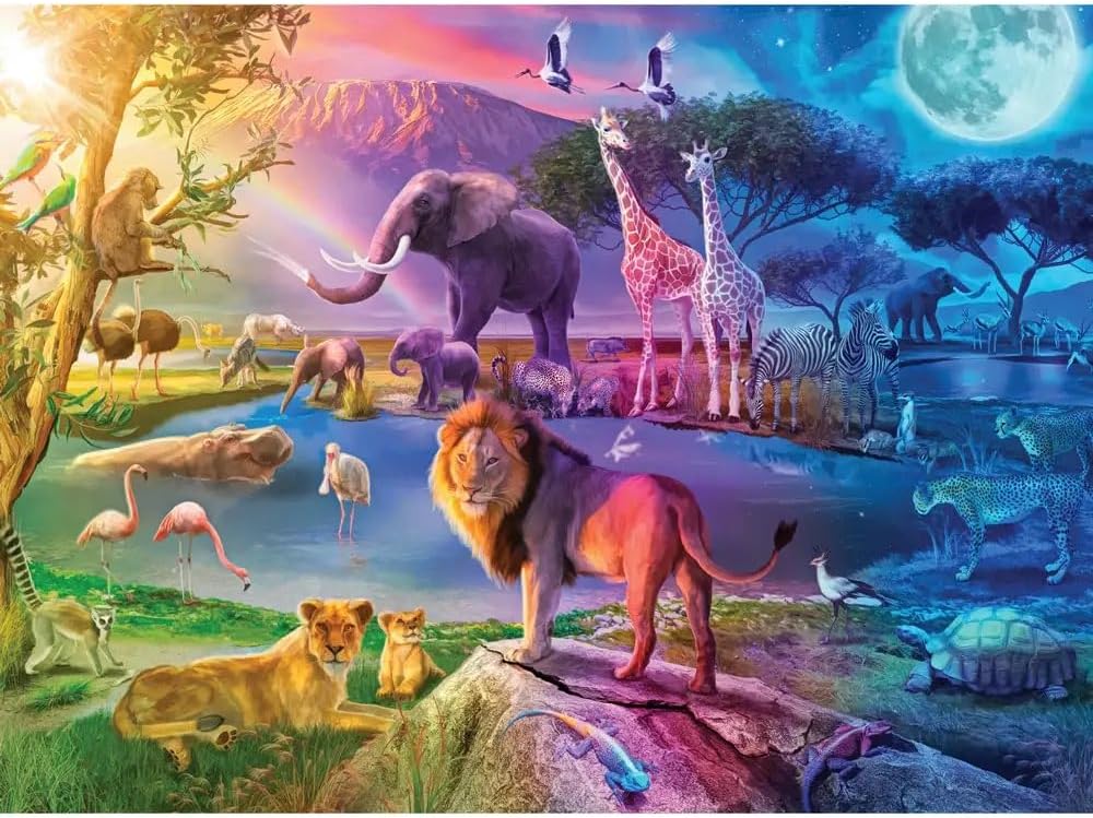 Bits and Pieces Jigsaw Puzzles for Adults - 2 Colorful Puzzles - Value Set of 2 - Animal Puzzles for Adults Colorful Puzzles Bundle Featuring Wildlife Scenes (Two 500 Piece Puzzles)