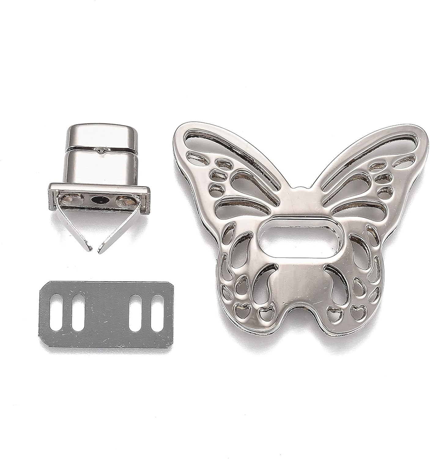Pandahall 10 Sets Butterfly Turn Lock Purse Clasp Closure Twist Locks Fasteners Metal Hardware Snap Clasps with Rhinestone for DIY Leather Handbag Crossbody Shoulder Bag Purse Buckle
