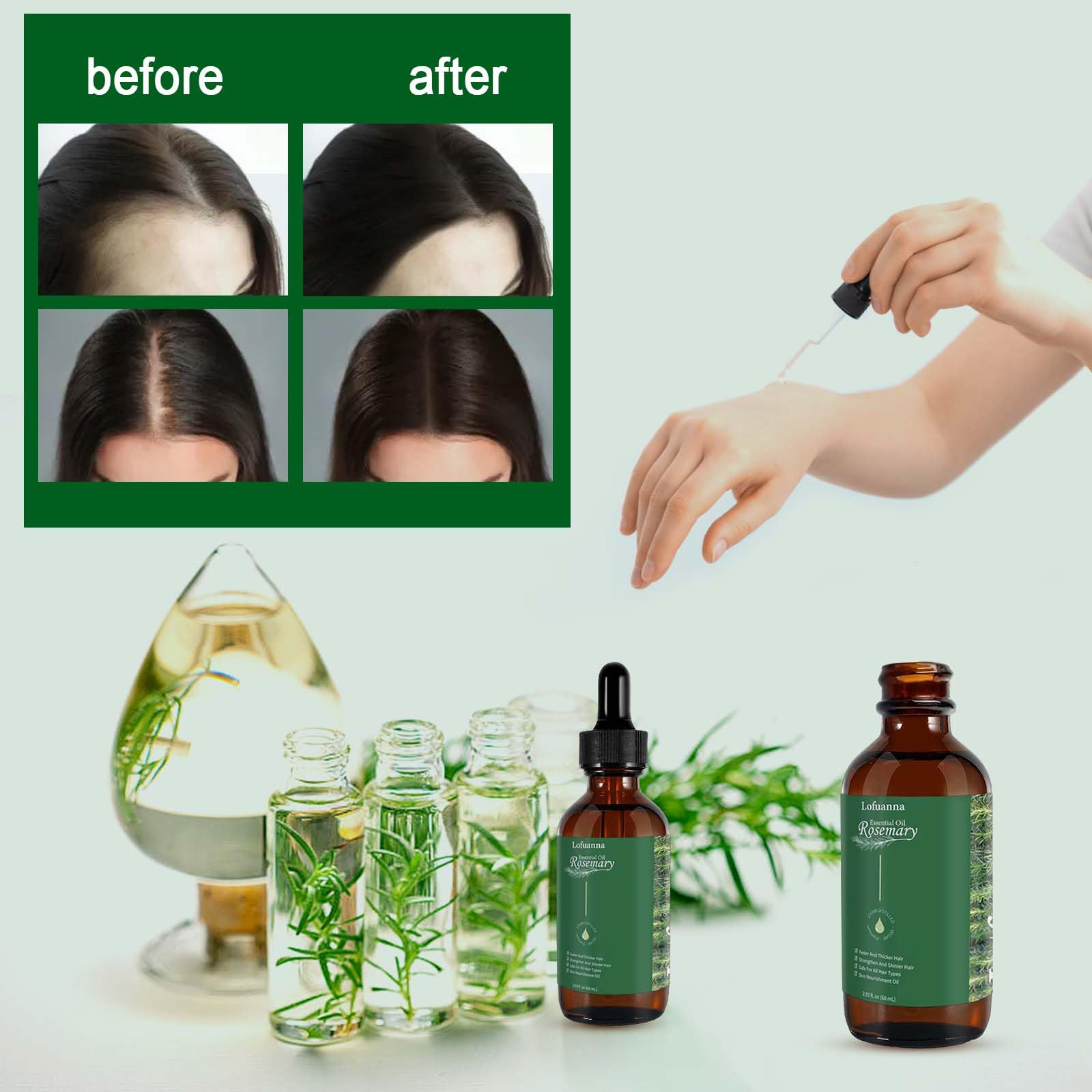 Rosemary Oil For Hair Growth,Rosemary Essential Oil for Eyelashs Eyebrows,Body Massage,Hair Growth Oil,Rosemary Oil Promote Blood Circulation,Nourishes The Scalp,Prevent and Improve Hair Loss - Image 3