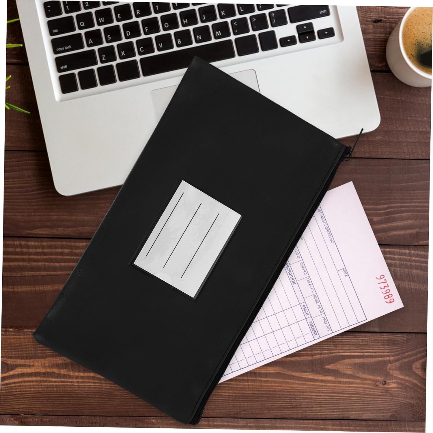 Gadpiparty PU Leather Money Pouch with Zipper Portable Cash Organizer for Bills Receipts and Cards Multi-functional Storage Bag for Office and Travel Black