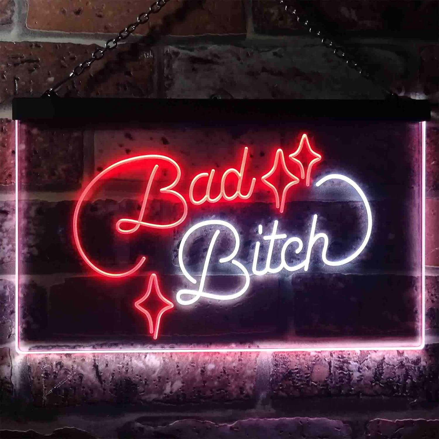 ADVPRO Bad Bitch Room Display Bar Dual Color LED Neon Sign White & Red 16" x 12" st6s43-i3522-wr