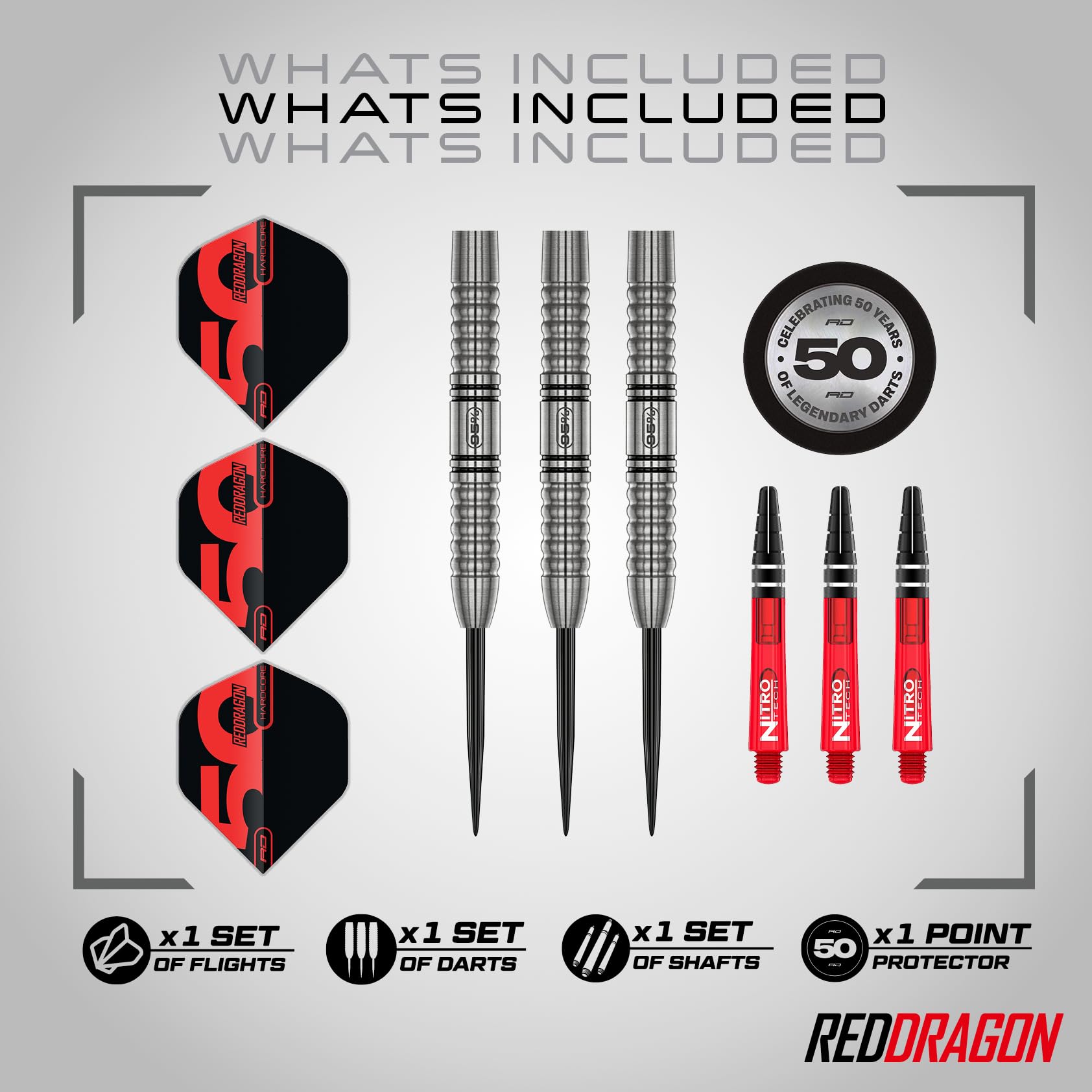 RED DRAGON Penetrator Series - Set di Freccette Professionali al tungsteno | Freccette con Punta in Acciaio ad Alte Prestazioni | Disponibili Sia da 23g Che da 25g | Collezione 50 Anni di Classici