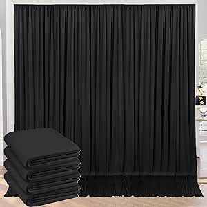 Suppromo 4 Panels Black Backdrop Curtain For Parties Black Wrinkle Free 20ft X 10ft Backdrop Drapes For Birthday Party Wedding Photo Photography