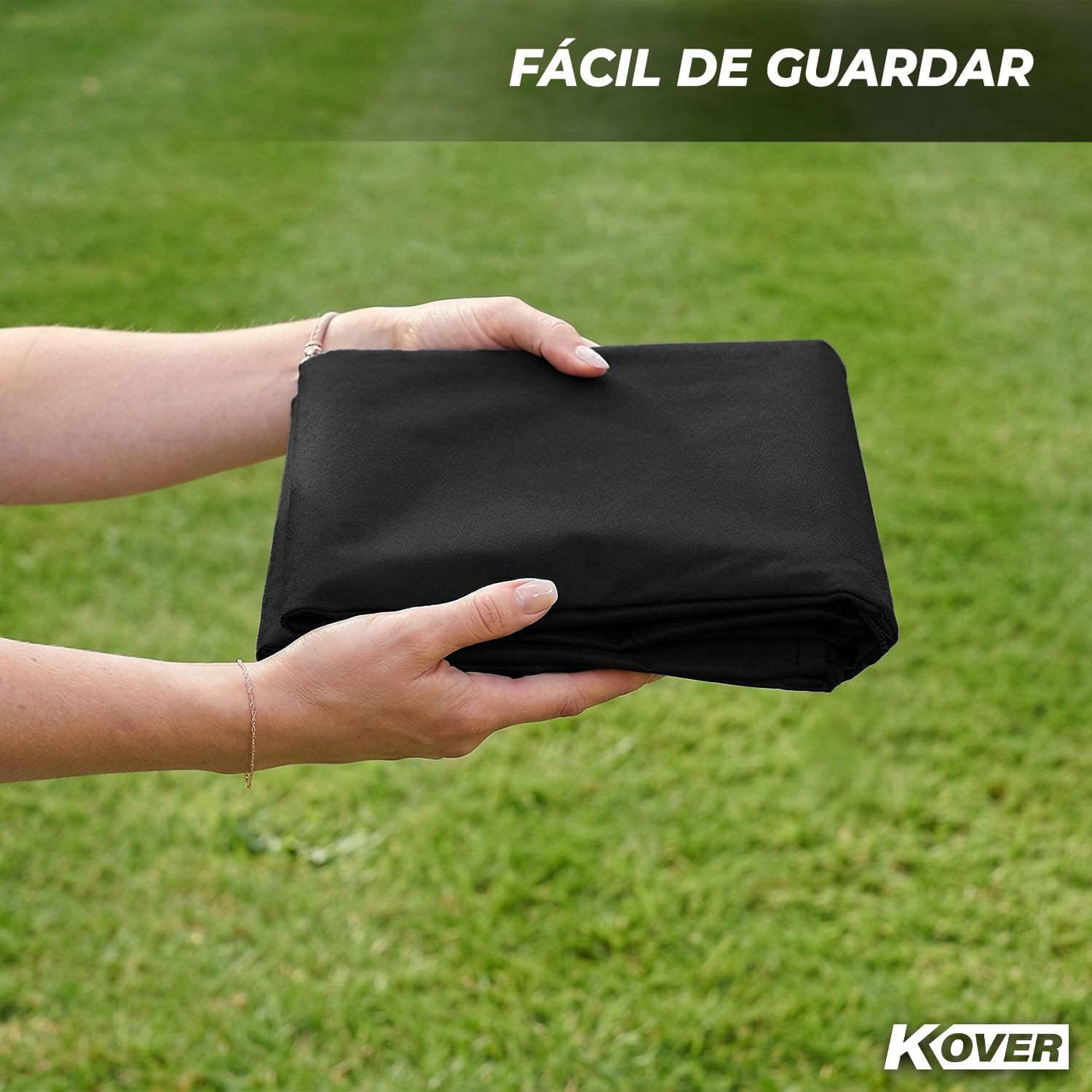 KOVER® | Funda Mesa Jardín Negra 120x120x74 cm | Funda Impermeable Oxford para Muebles de Jardín y Exterior | Protección UV Resistente al Viento | OriginalCorner