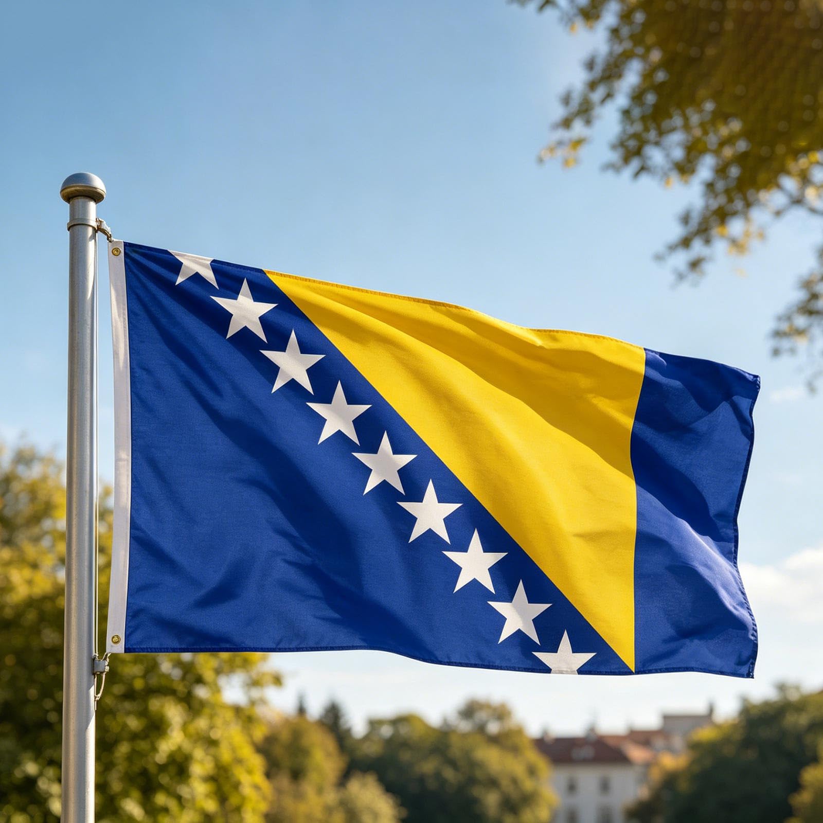 Aoseiens Bosnia and Herzegovina flag, W**M 2026 flag, fan item, Bosnian flag, durable polyester and metal eyelets