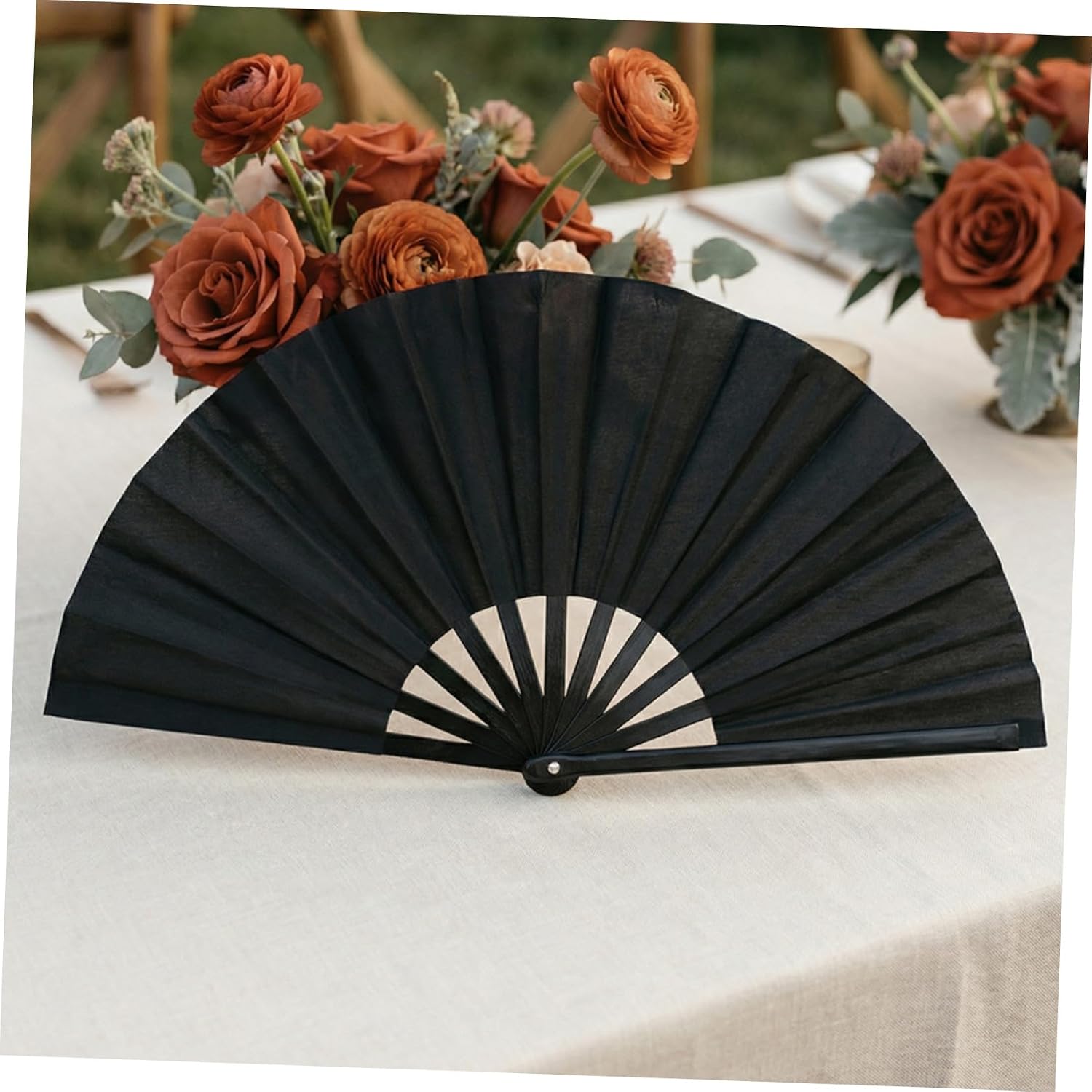 Healifty 3 Sets Folding Hand Fans for Line Dancing Retro Black Oxford Cloth Folding Fans with Carry Bag for Kung Fu Training, Tai Chi Performance, and Dance Accessories