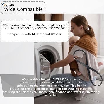 WH01X27538 Washer Drive Belt Replacement for GE Hotpoint Washing Machine