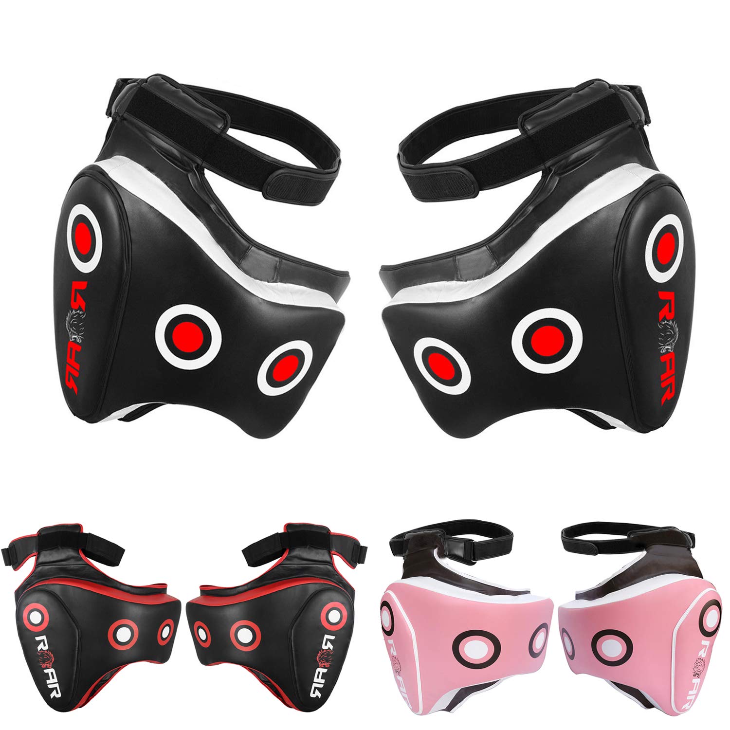 ROAR MMA Kickboxing Thigh Pads Training Kick Muay Thai Leg Protector Guard (BLK/White, Pair)