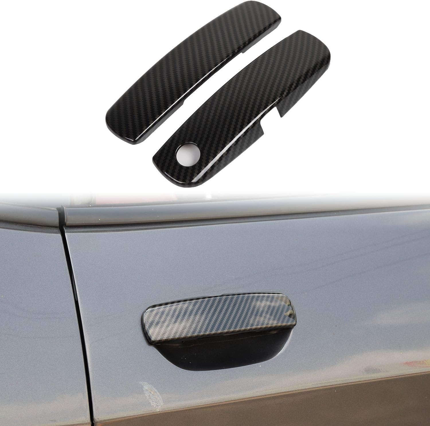 Voodonala Carbon Fiber ABS Door Handle Trim for Dodge Challenger (2pcs)