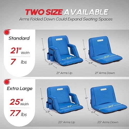 Miniatura 7 de PEXMOR Folding Stadium Seats for Bleachers wBack Support,Bleacher Chair wCushion & Armrest, Portable Padded Stadium Chair wPockets, Carrying Bag