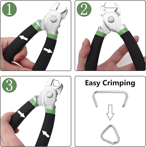 Miniatura 6 de Juego de alicates para anillos de cerdo, 1500 anillos de cerdo galvanizados de 12 pulgadas, 34 pulgadas 38 pulgadas, 1 alicates de anillo de cerdo