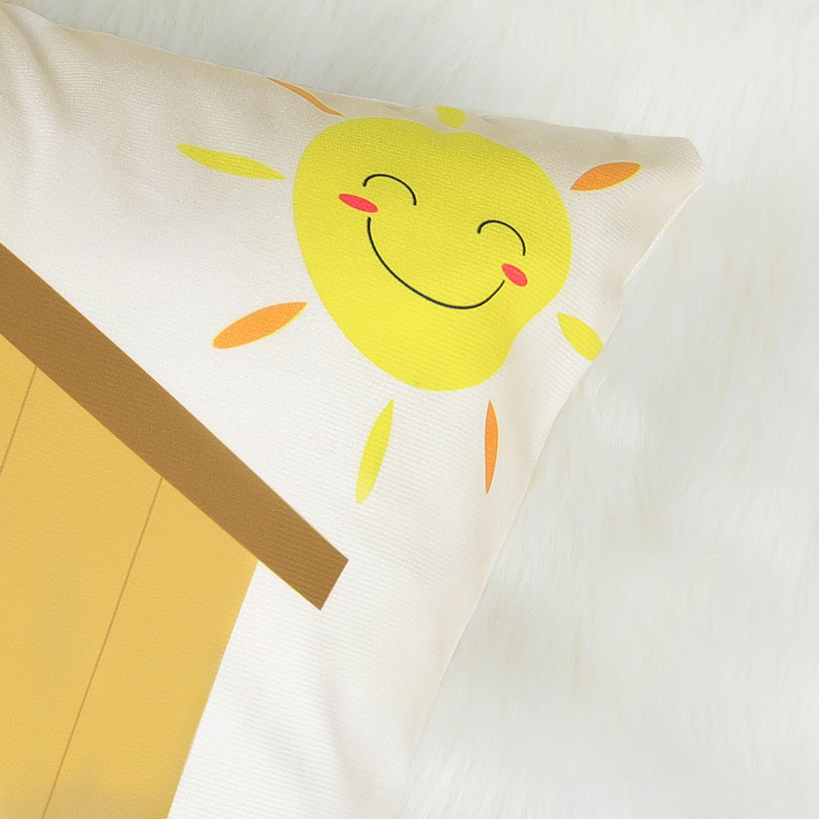 Federe Per Cuscini 45x45 Cm Set Da 4 – Design Sole E Arcobaleno Per Cameretta Bambini – Poliestere Con Cerniera Nascosta