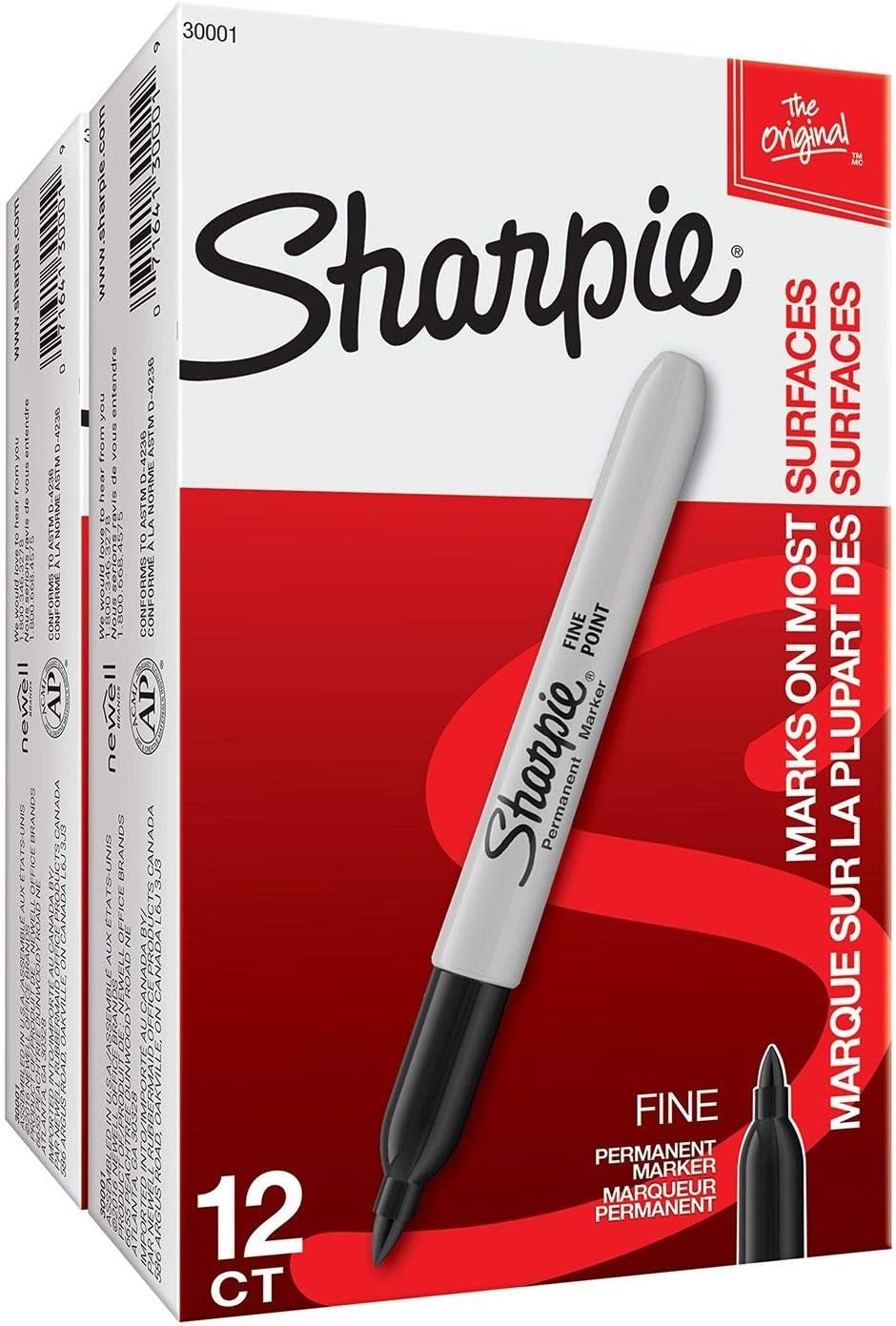Sharpie Permanent Markers, Fine Point, Black, 12 Count (2 Pack(12 Count))