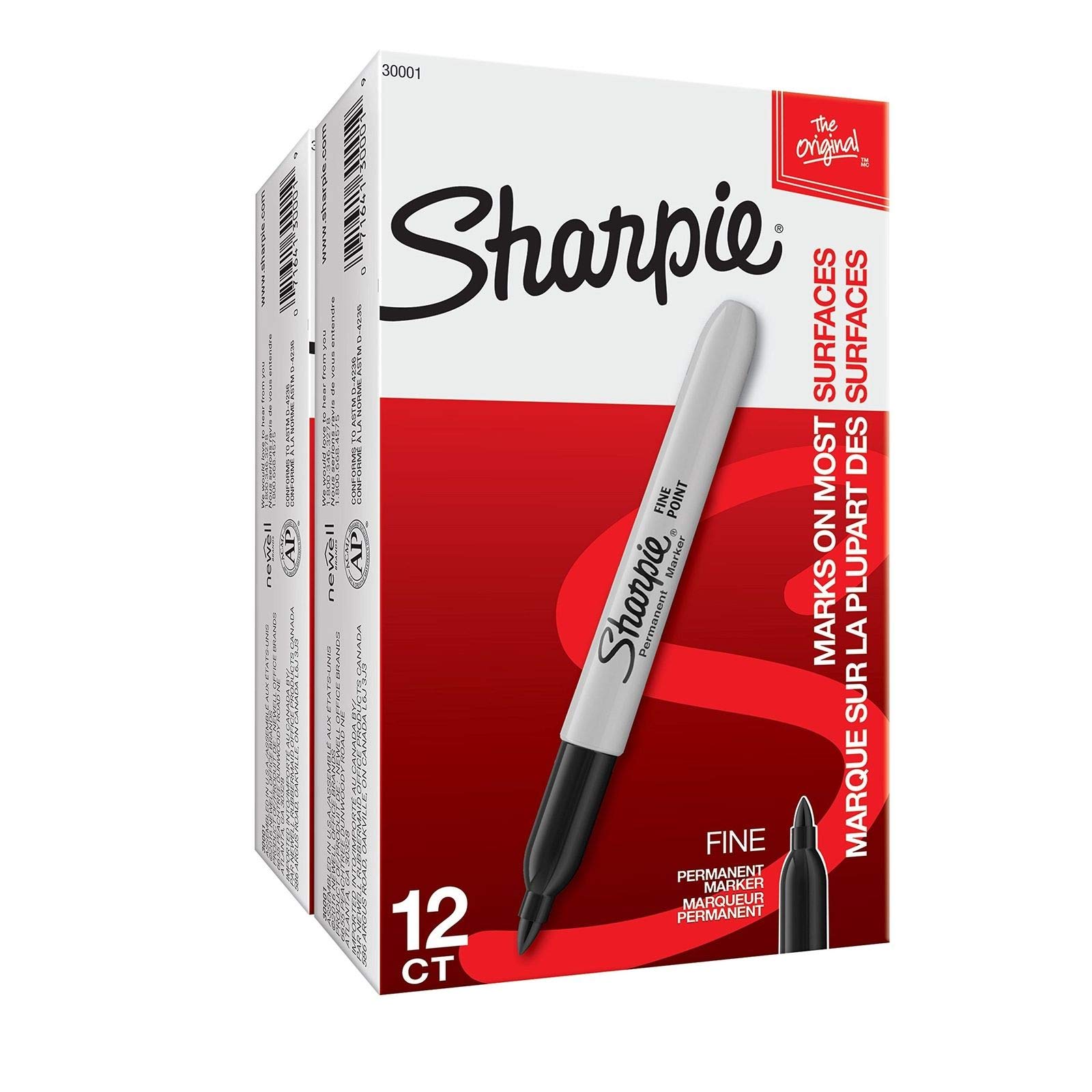 Sharpie Permanent Markers, Fine Point, Black, 12 Count (2 Pack(12 Count))