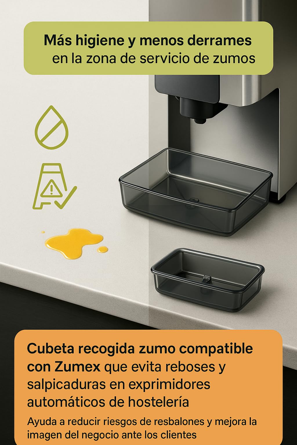 CubetasGastronorm ® Cubeta Zumo Dark Versatile Essential S3300940:00 Recambio Con Iman Compatible Con Zumex Versatile Essential Bandeja Recoleccion Jugo Exprimidor Profesional Hosteleria Bar Cafe