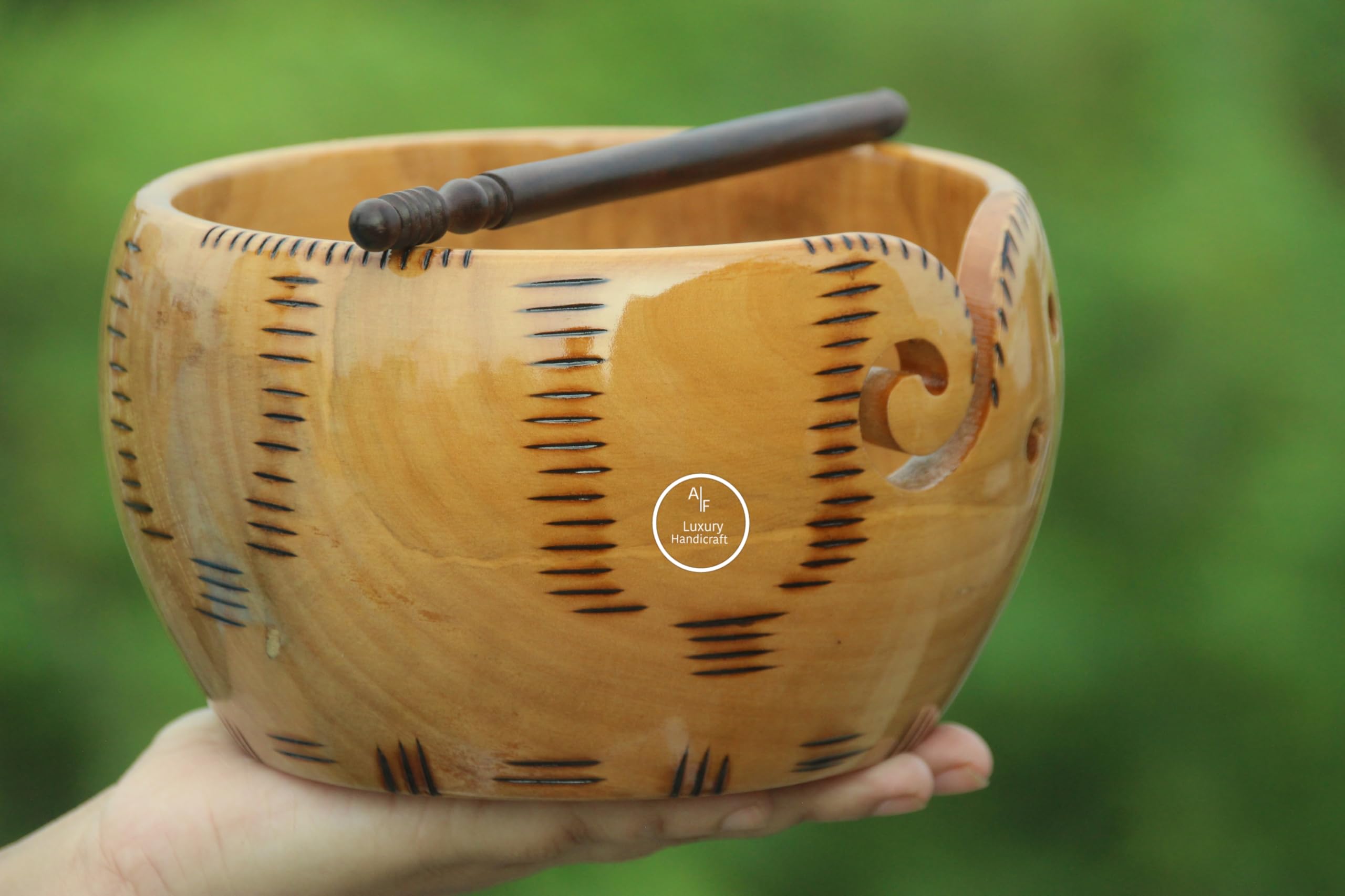 Bol à fil en bois de qualité supérieure pour tricot et crochet artisanal
