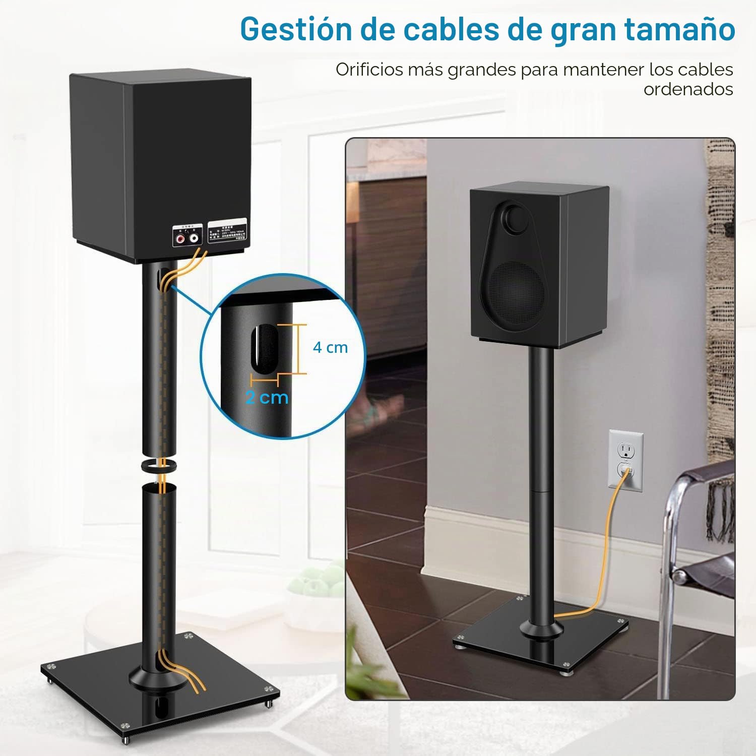PERLESMITH Soportes universales para Altavoces de Suelo de 28 Pulgadas para Sonido Envolvente, Klipsch, Sony, Edifier, Yamaha, Polk y Otros Altavoces de estantería de hasta 22 Libras – 1 par