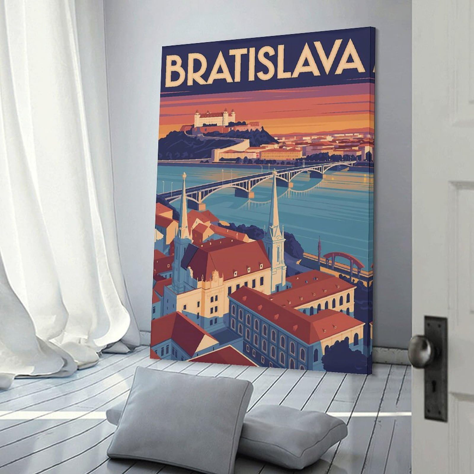 Junmoney Wall Picture Print Bratislava Cityscape Travel (2), 12x18inch(30x45cm), for Wall Displays, Bedrooms Or Room Updates, Wall Decor Suited to Curated Displays