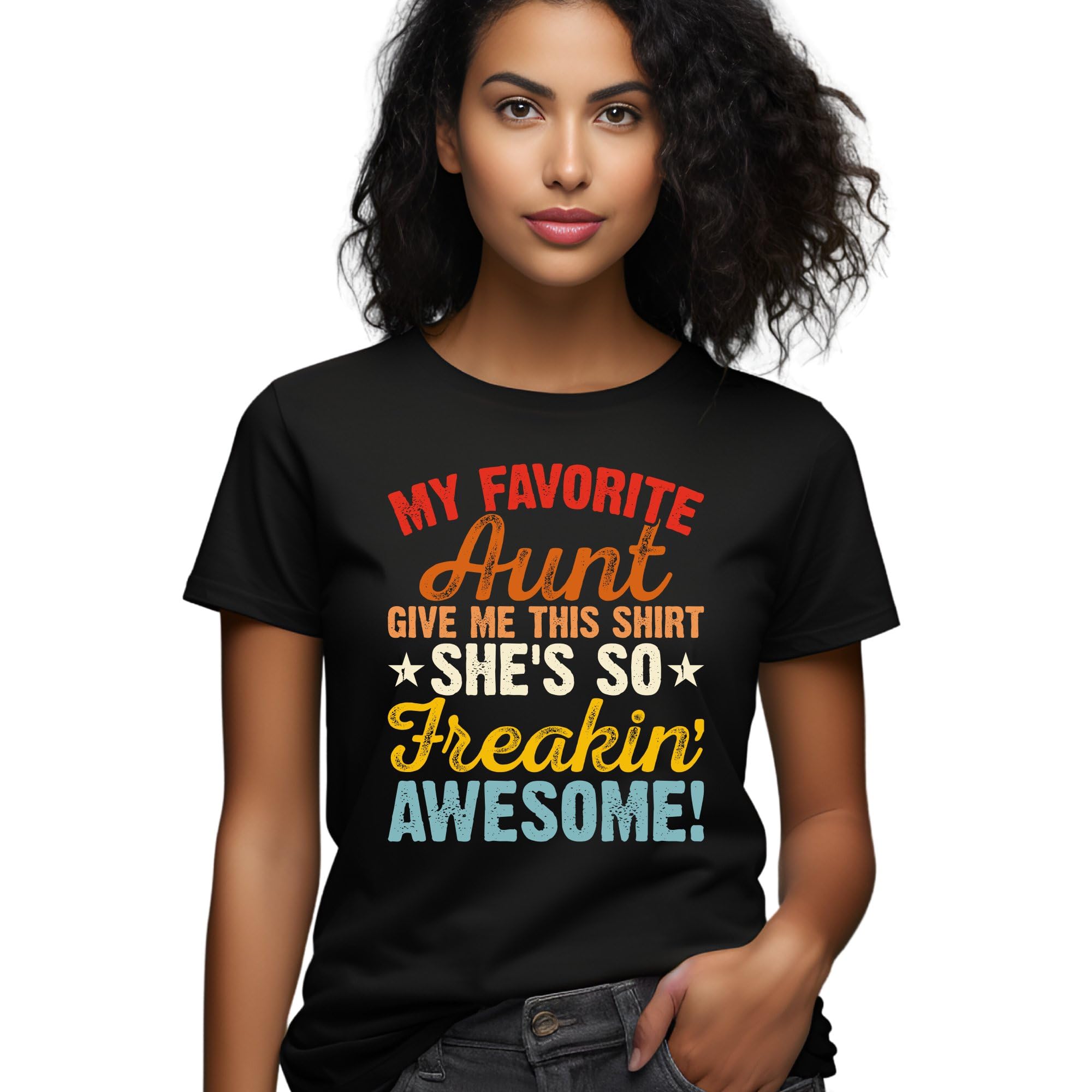 Seek Buy Love My Favorite Aunt Gift T-Shirt, Funny Quote Tee for Niece or Nephew, Family Reunion Apparel