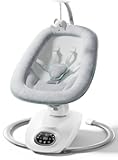 Momcozy CocoSway Baby Swing, Electric Swing for Infants with 180° Rotating Seat, 6 Soothing Sway Motions & 4 Speeds, Remote & Touchscreen, 8 Preset Lullabies, Grey
