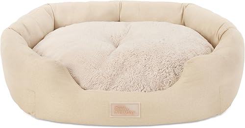 Town & Country Everyday CuddleTown - Cama cómoda y acogedora de lino sintético para mascotas, espuma de apoyo y calmante, parte inferior