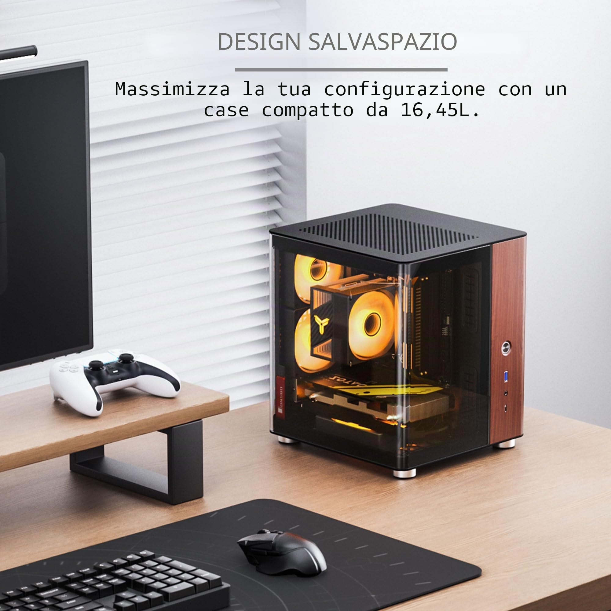Jonsbo TK-0 PC Geh?use Mini-Tower Mini-ITX Tempered Glass Holz - schwarz (TK-0 BLACK)