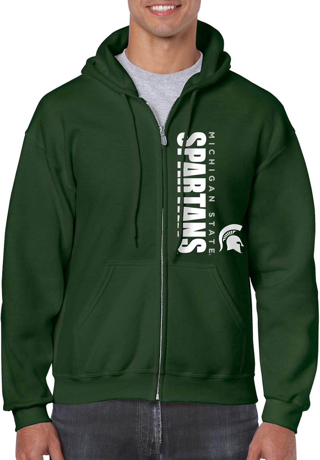 UGP Campus Apparel NCAA Vertical Block LC, Team Color Zip Hoodie, College, University