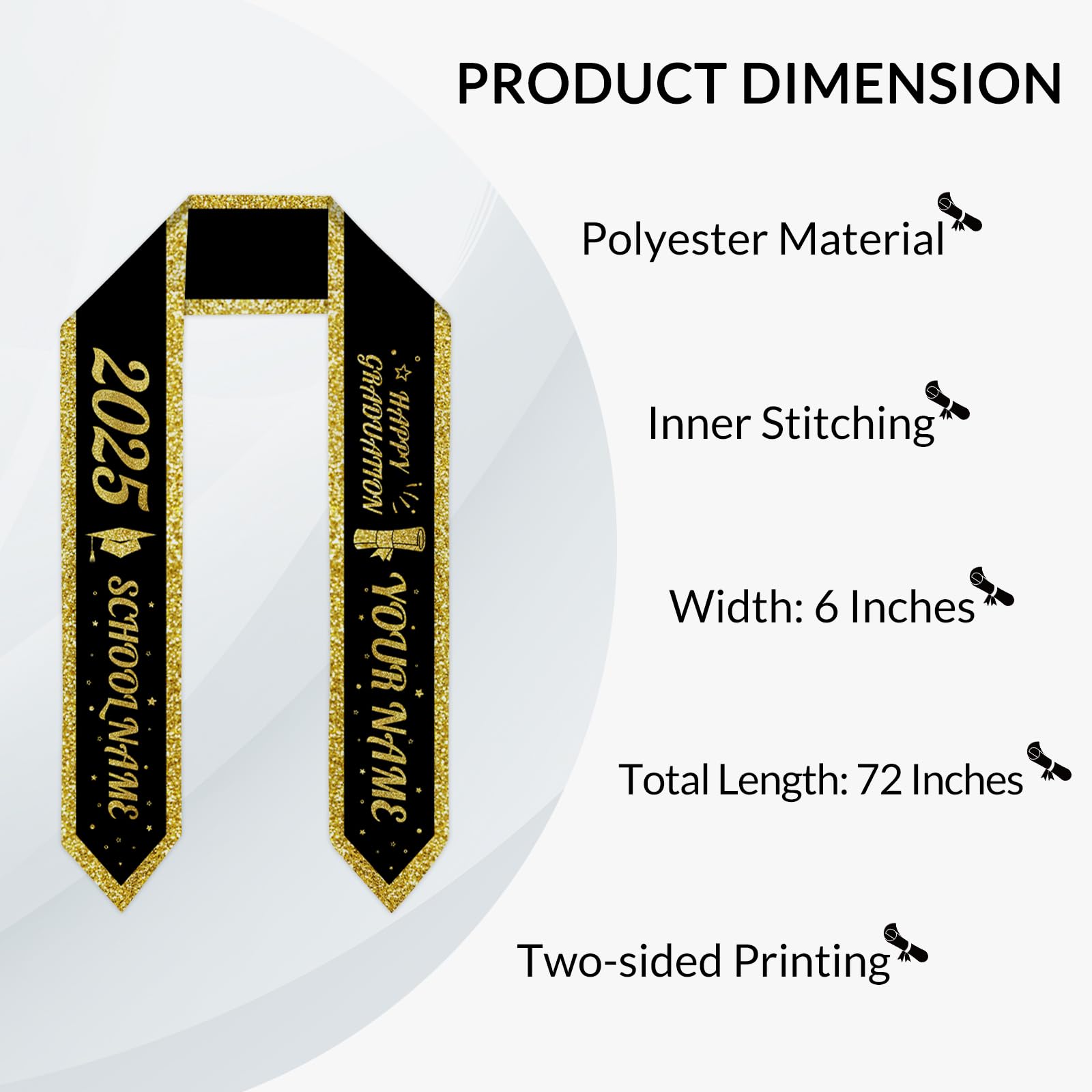 CUSPCOD Personalized Graduation Stole Gifts, Custom 70