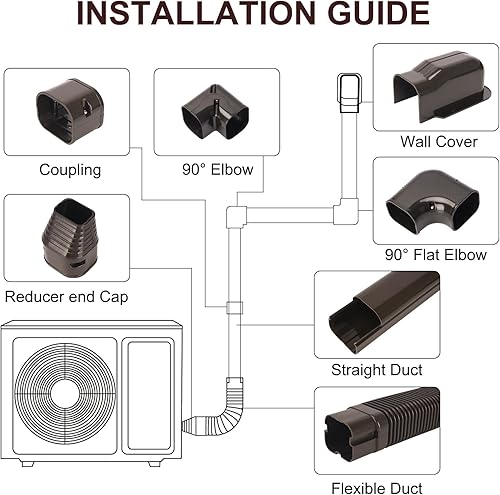 Miniatura 3 de Juego de cubierta de línea marrón de 3 pulgadas de ancho y 9 pies de largo, para aire acondicionado mini dividido, cubierta decorativa de PVC