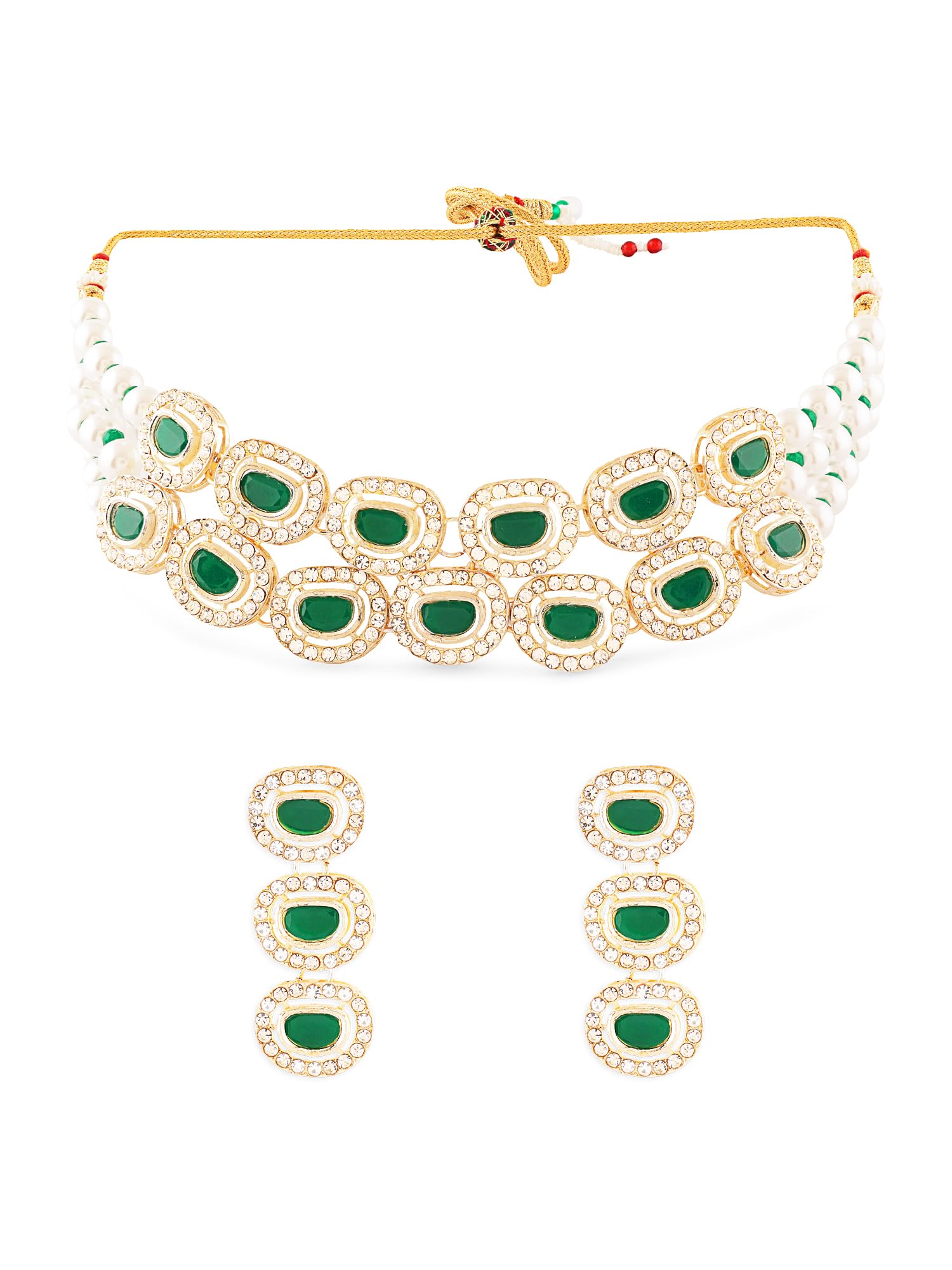 ZAVERI PEARLS Green Stones Beads Dazzling Austrian Diamonds Choker Necklace & Earring Set For Women-ZPFK17343 (B0CTQTRLW7) Amazon Price History, Amazon Price Tracker