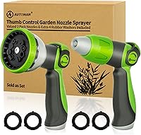 Vista 11 de AUTOMAN Boquilla de manguera de jardín - 10 patrones de pulverización ajustables, control de flujo con pulgar, boquilla de rociado de manguera