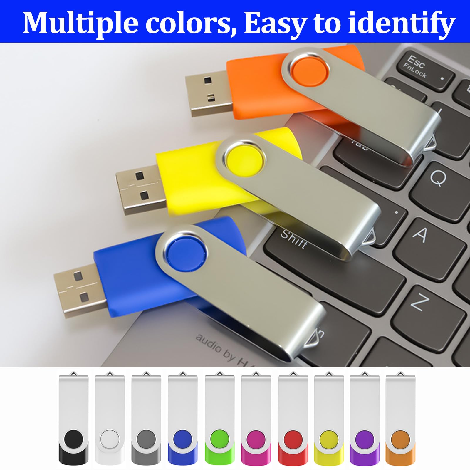 20 Stück 4GB USB Stick USB 2.0 Speicherstick Rotate Mehrfarbig Bulk Memory Sticks (4GB, 20 Stück)