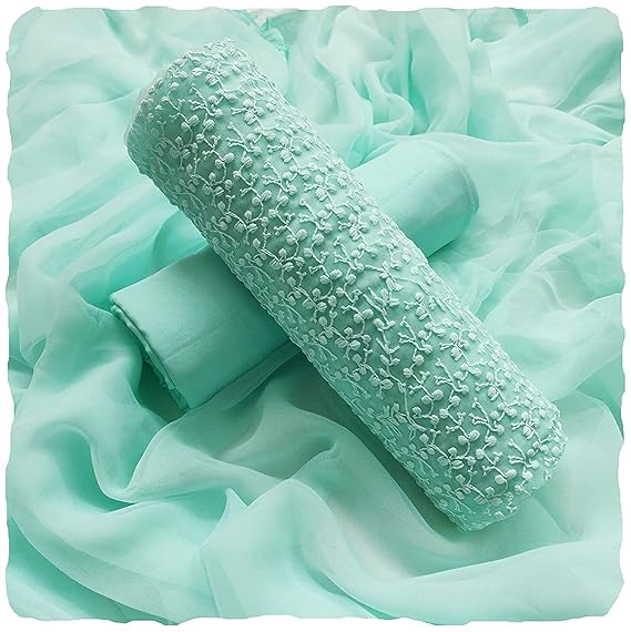 AAHIRA Women Georgette Unstitched Salwar Suit Dress Material, Lucknow Chikankari Work(Free Size, Makhi)