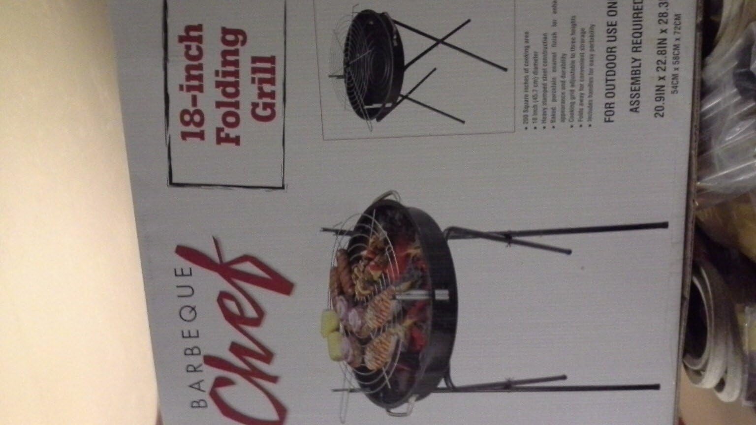 18-inch Folding Grill By Barbeque Chef - 200 Sq. In. Cooking Area Heavy Steel Construction