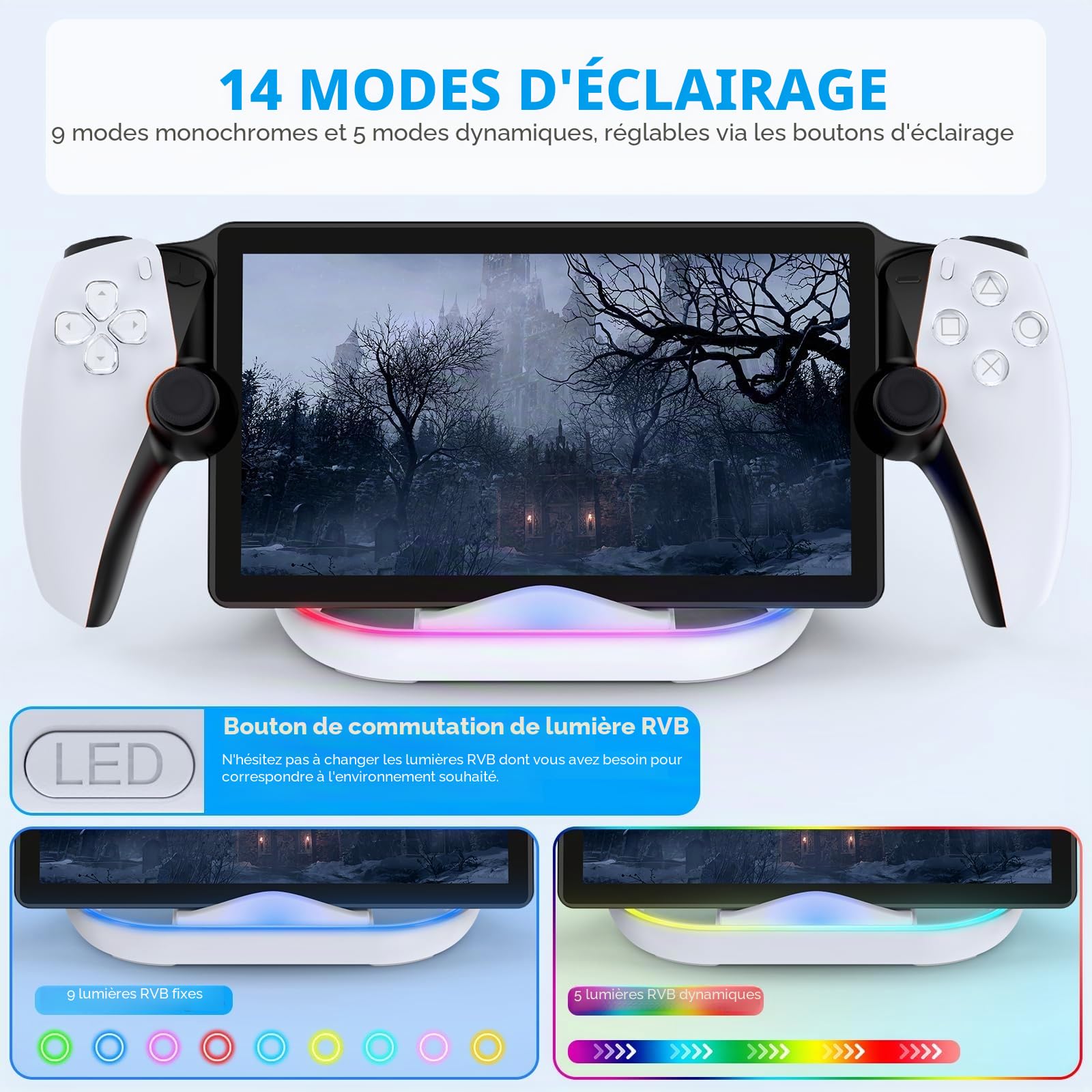 FASTSNAIL LED Chargeur pour PS Portal,Accessoire compatibles avec PlayStation Portal Remote Player,PSP Support de Charge