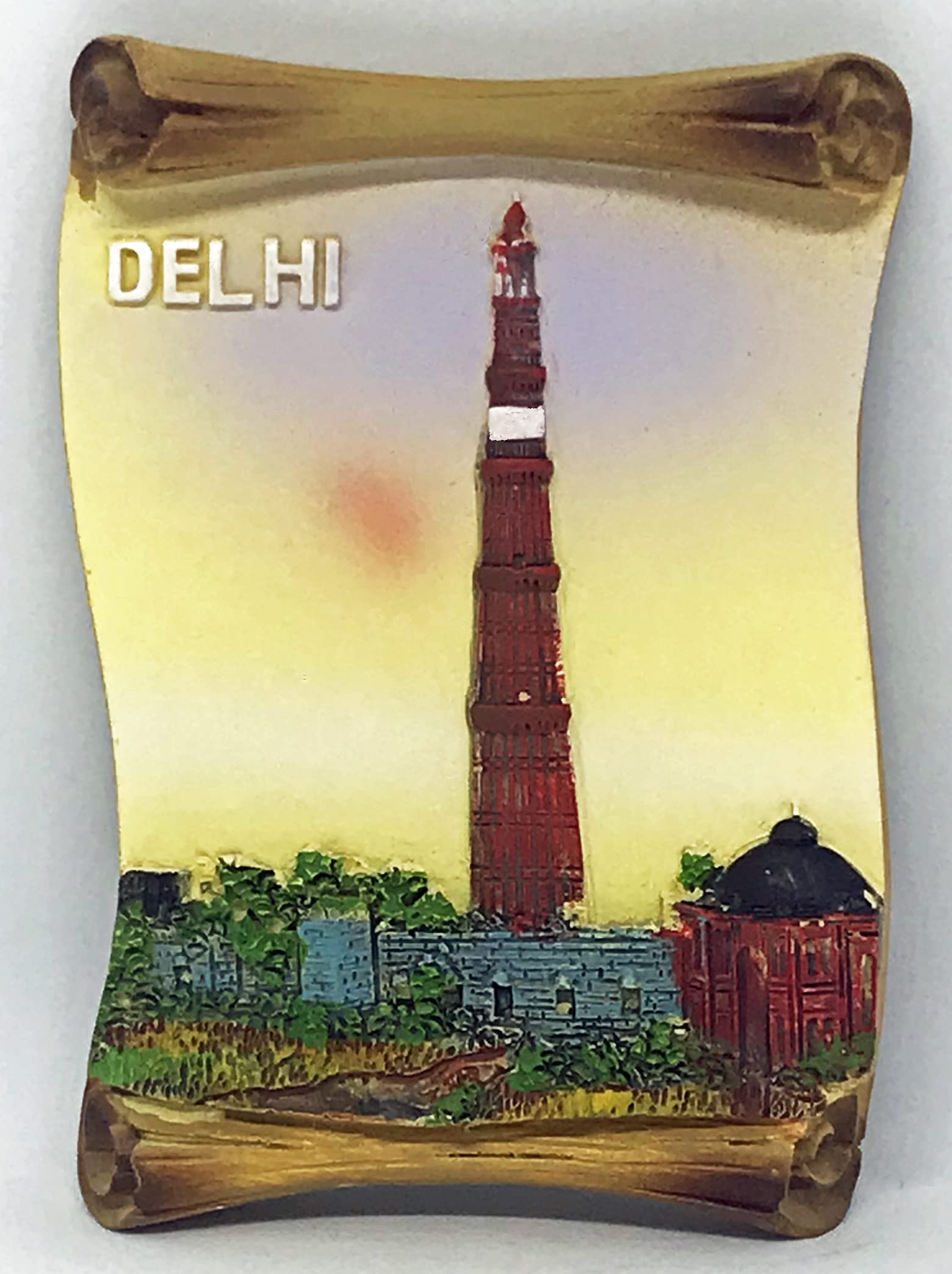 Temple Trees Qutub Minar Hand Painted Fridge Magnet