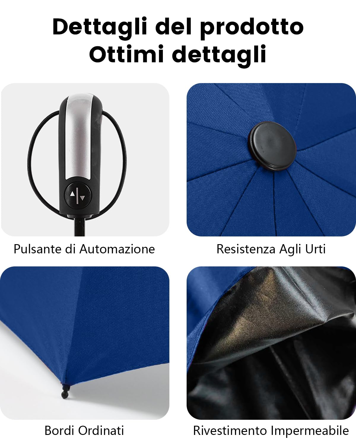 HW CASA Ombrello Pieghevole Antivento con 10 Ossa,Apertura Chiusura Automatico,Rivestimento Agli Ioni D'argento UPF 50+,110CM Ombrello Grande,Compatto Ombrello Automatico,Adatto a Uomo Donna