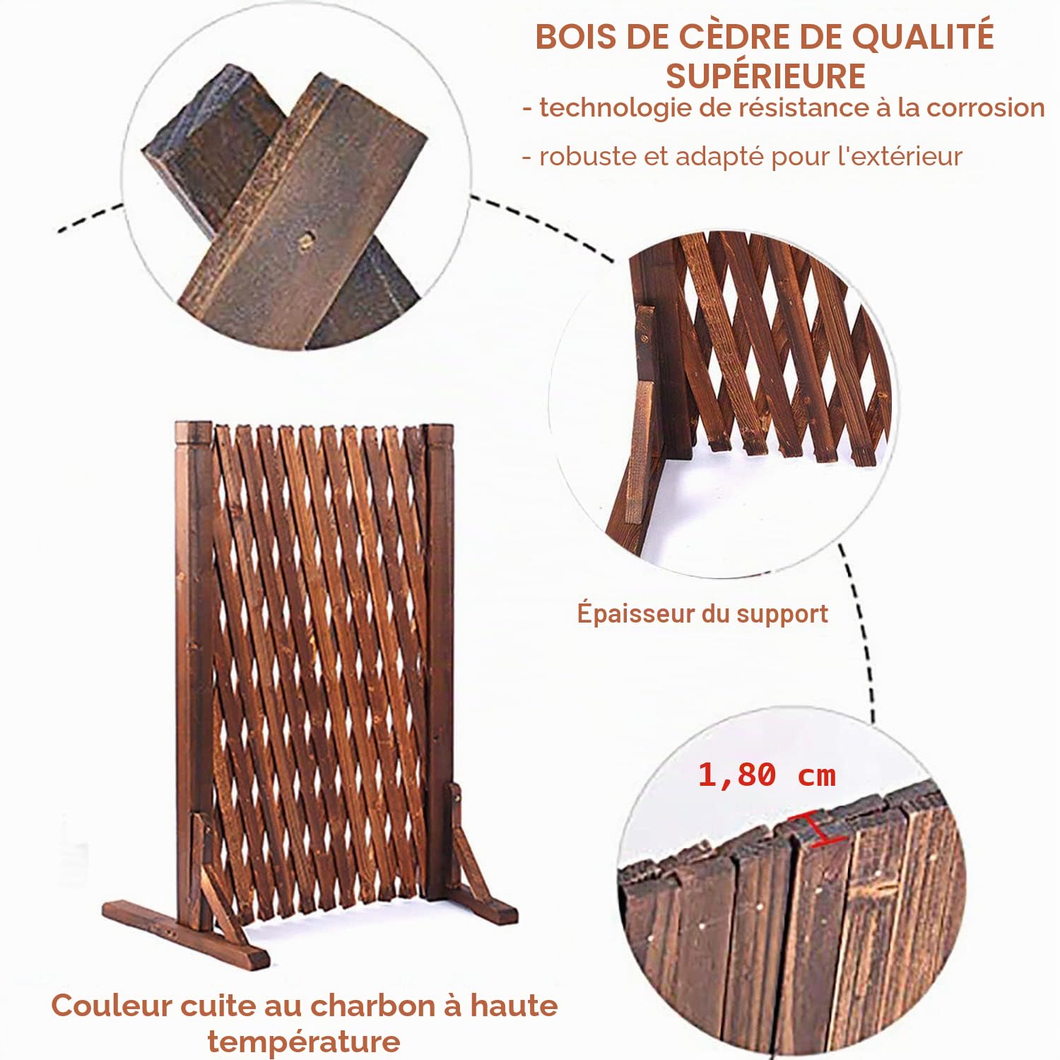 Nisorpa Paire de panneaux de clôture extensibles, Treillis de clôture en bois, Clôture à piquets en bois extensible, Écran de jardin autoportant, Clôture pour chiens pour terrasse et pelouse, Réglable