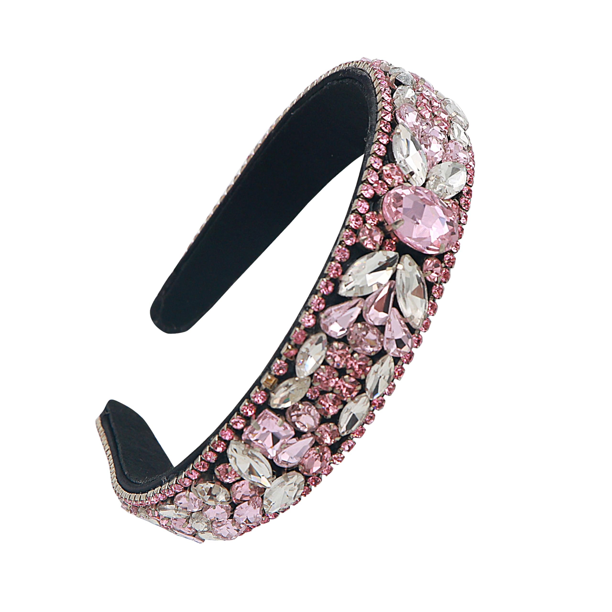 Headband Crystal Rhinestone Band Headband Accessories for Girls Dressy Head Band Fashion Headpieces Full Hair Hoop Wedding for Women (Light Pink, Fancy Stone)-image-34