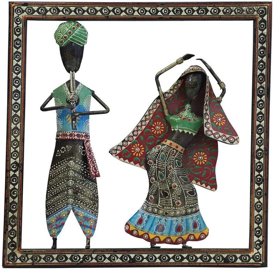 Home and BazaarHome and Bazaar Rajasthani Ethnic Hand Craft Frame Wall Decor High Gloss Showpiece for Home/Bedroom/Living Room/Office Lobby Powder Coated Size 15x2x15 Inch / 37.5x5x37.5 Cm MT-076