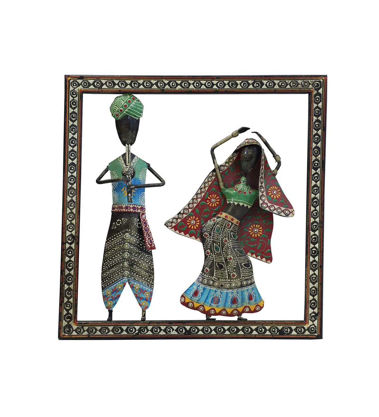 Home and BazaarHome and Bazaar Rajasthani Ethnic Hand Craft Frame Wall Decor High Gloss Showpiece for Home/Bedroom/Living Room/Office Lobby Powder Coated Size 15x2x15 Inch / 37.5x5x37.5 Cm MT-076