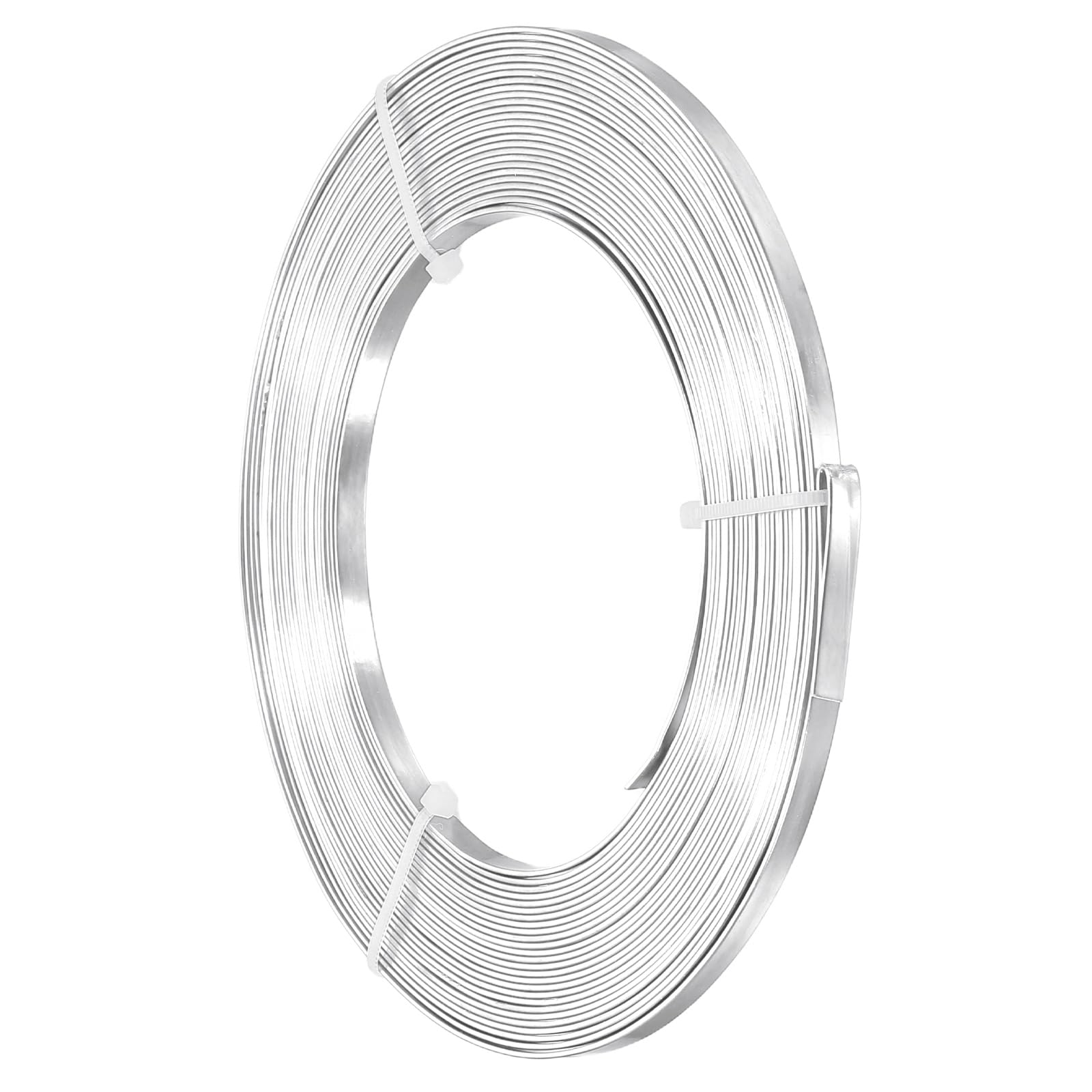 PATIKIL 18 AWG 5mm Wide Aluminum Flat Wire, 33Ft 1 Roll Bendable Anodized Aluminum Wire Wide Beading Craft for Jewelry Making Resin Bezel Frame Wrapping, Silver