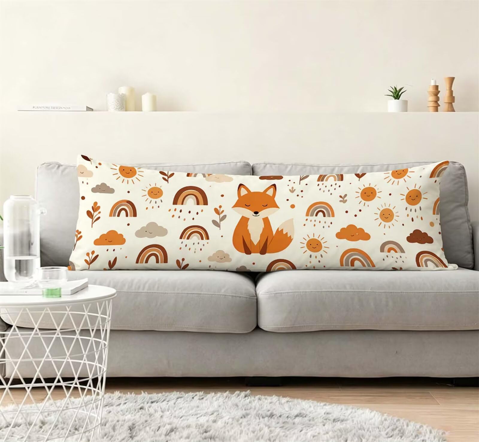 Fodera Cuscino 50 x 150 cm, Fox-1 Velluto Cuscini per Divano Letto, | con Invisibile Cerniera, Morbida e Traspirante, per biancheria da letto, divano, hotel, chi dorme sul fianco nordico j-225