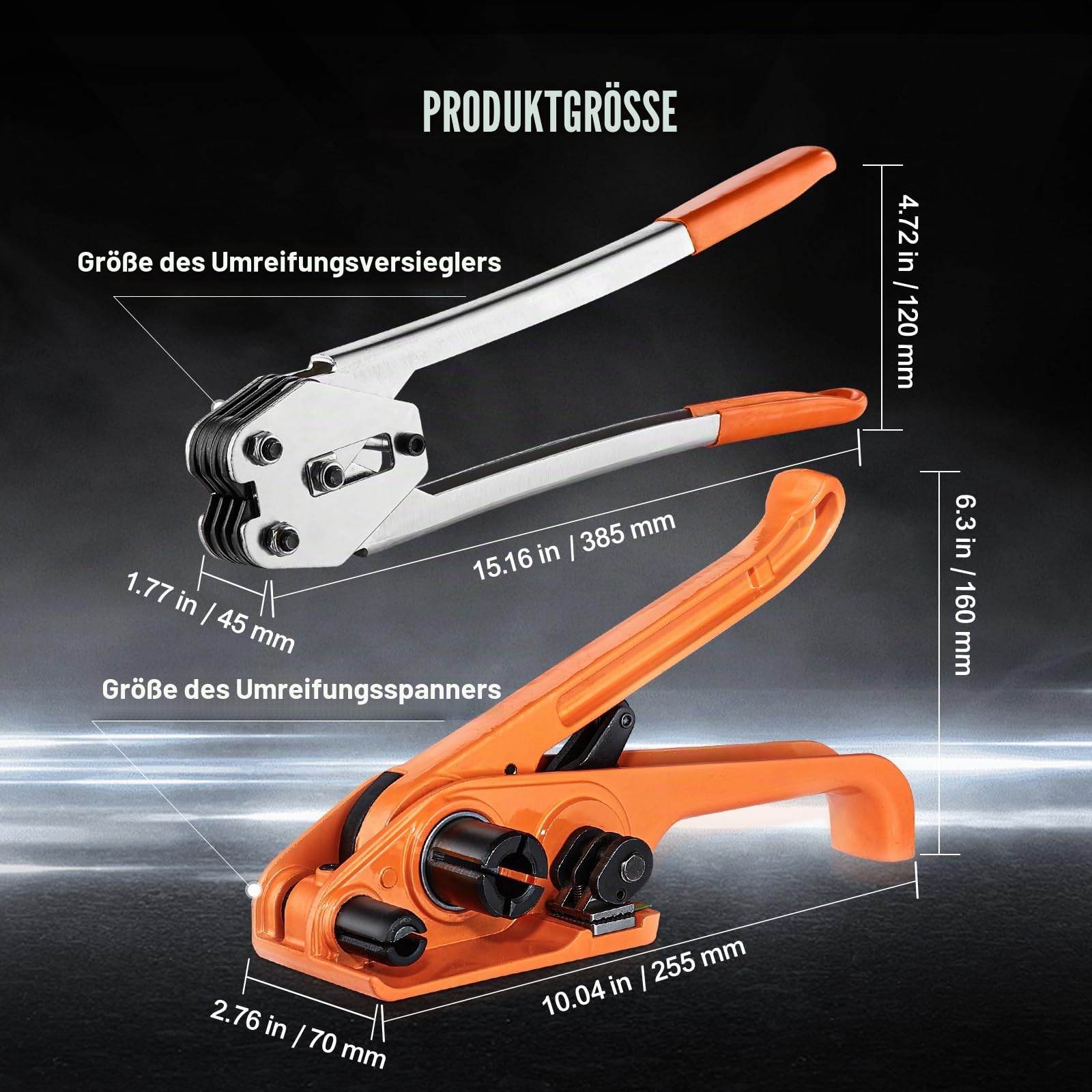 VEVOR Banding Umreifungsset mit Umreifungsspanner, Banding Sealer Tool, 1000 m langem PP-Band, 1000 Metalldichtungen, Palettenverpackungsband Umreifungsset Banding Verpackungsband zum Verpacken