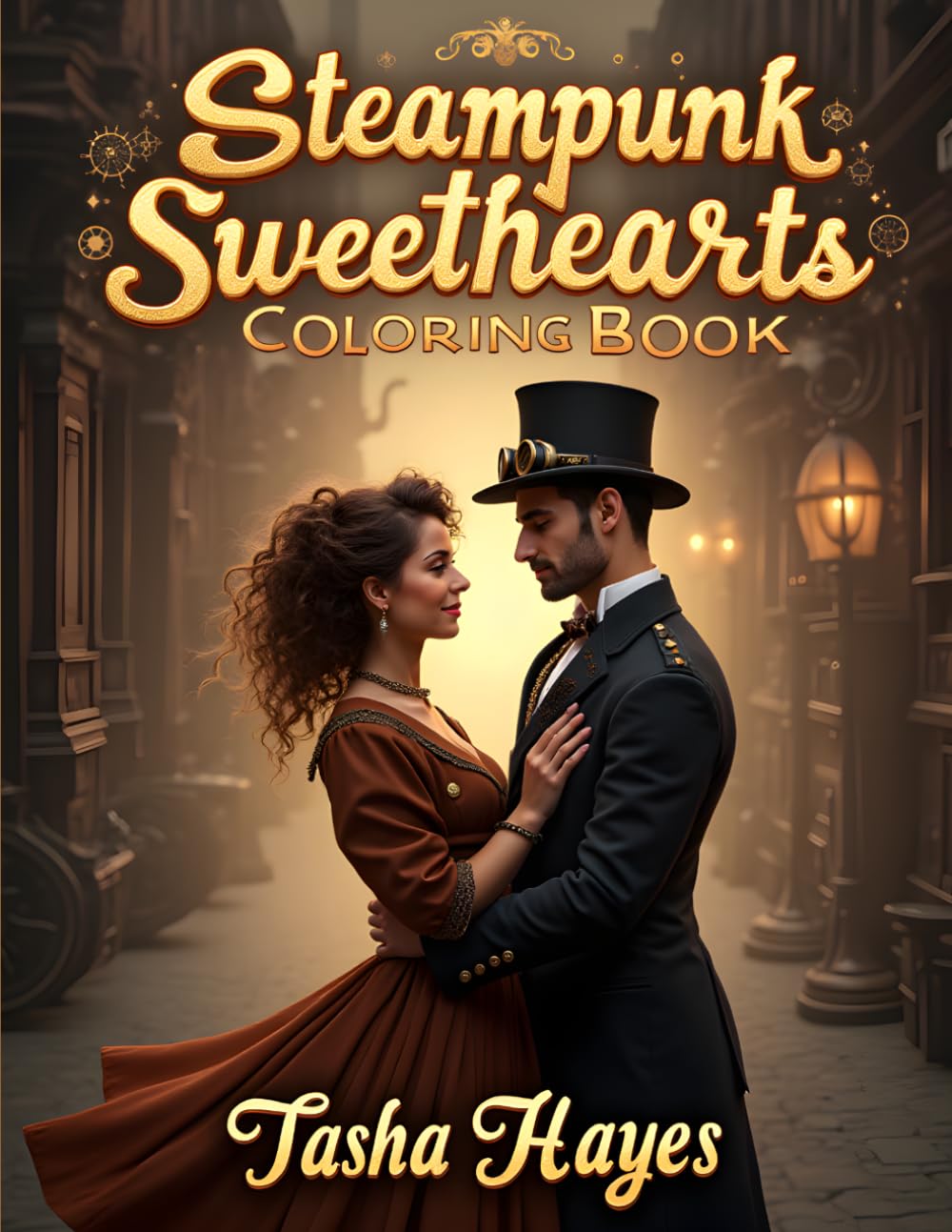 Steampunk Sweethearts Coloring Book: Beautiful Steampunk Couples, Victorian Fashion, Clockwork Worlds, Airships and Romantic Adventures with Bold Lines for Relaxation