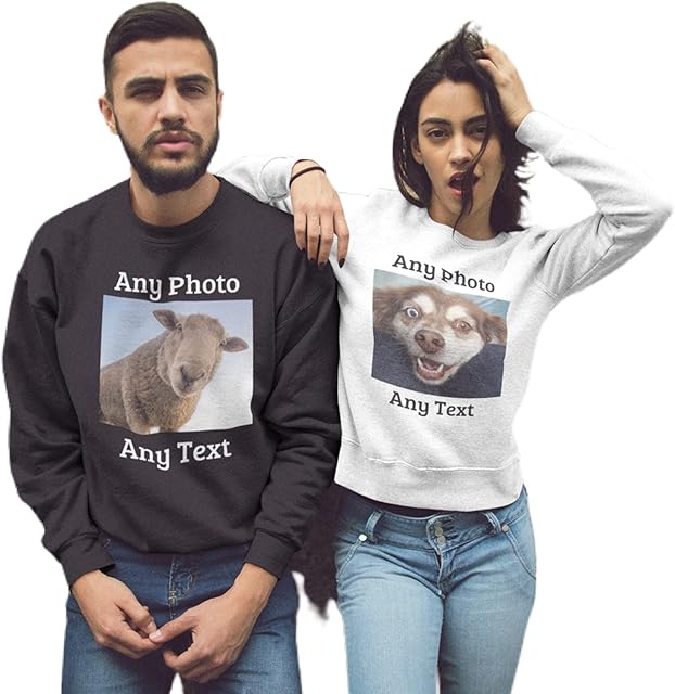 Personalised Sweatshirts - Printed With Your Photos, Text or Logo Custom DTG Print Same Day Dispatch | Printed with Toxic Free Vegan Inks and Dispatched in Eco Friendly Packaging Black