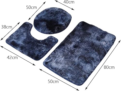 Miniatura 3 de KLKCMS Juego de alfombras de baño acogedoras de 3 piezas, con funda para inodoro, alfombra grande antideslizante y lavable, juego de tapetes de baño