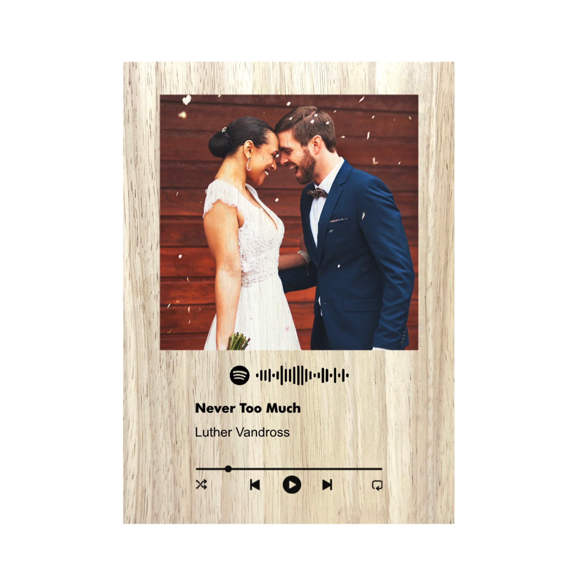 Personalised "Our Song" Giant Wooden Photo Block | Custom Spotify Scannable Music Gift | Large Freestanding Timber Plaque | Unique Anniversary & Wedding Gift for Couples | 21x15cm