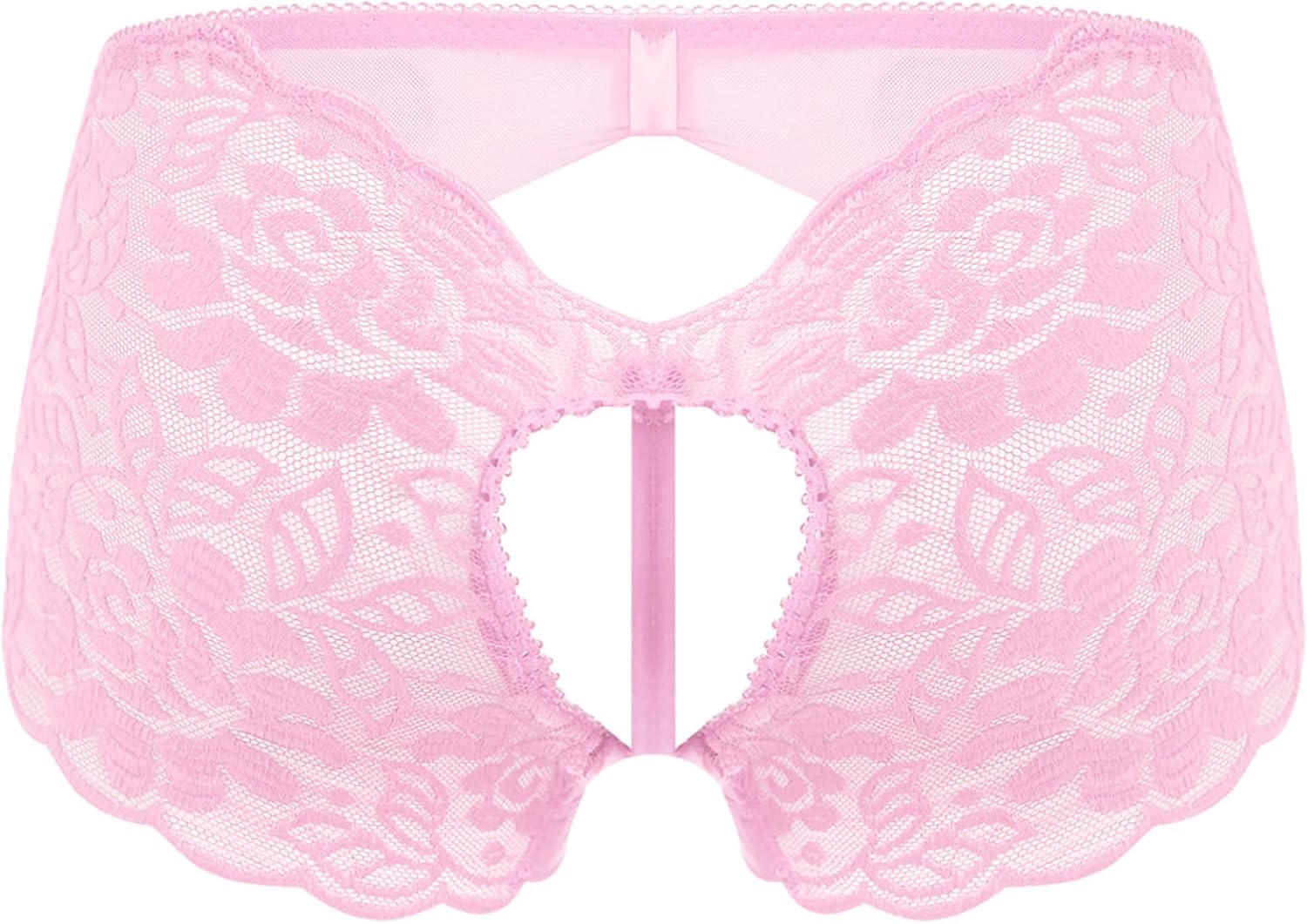 Adult Women Underwear Low Waist Dating Nightwear Sheer Floral Lace Crotch With Hollow Out Design